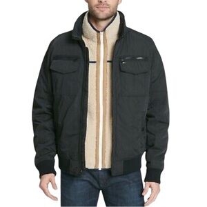 Tommy Hilfiger L Cargo Pockets Hidden Hooded Bomber Jacket